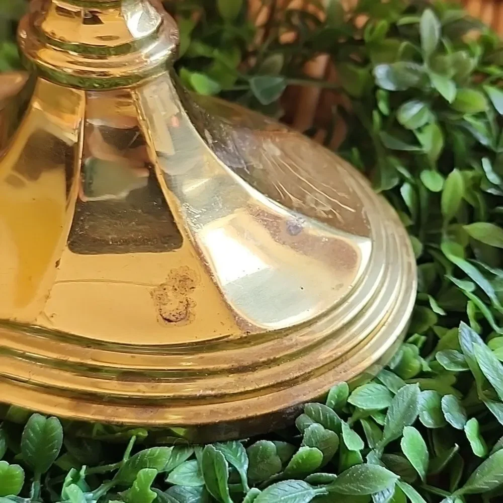 Vtg Stiffel Weighted Shiny Decorative Brass Candle Holder Classic